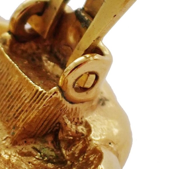 CHANEL Imitation Pearl Round Button Earrings 23 Clip-On Gold Vintage 62RJ174 - Picture 5 of 16